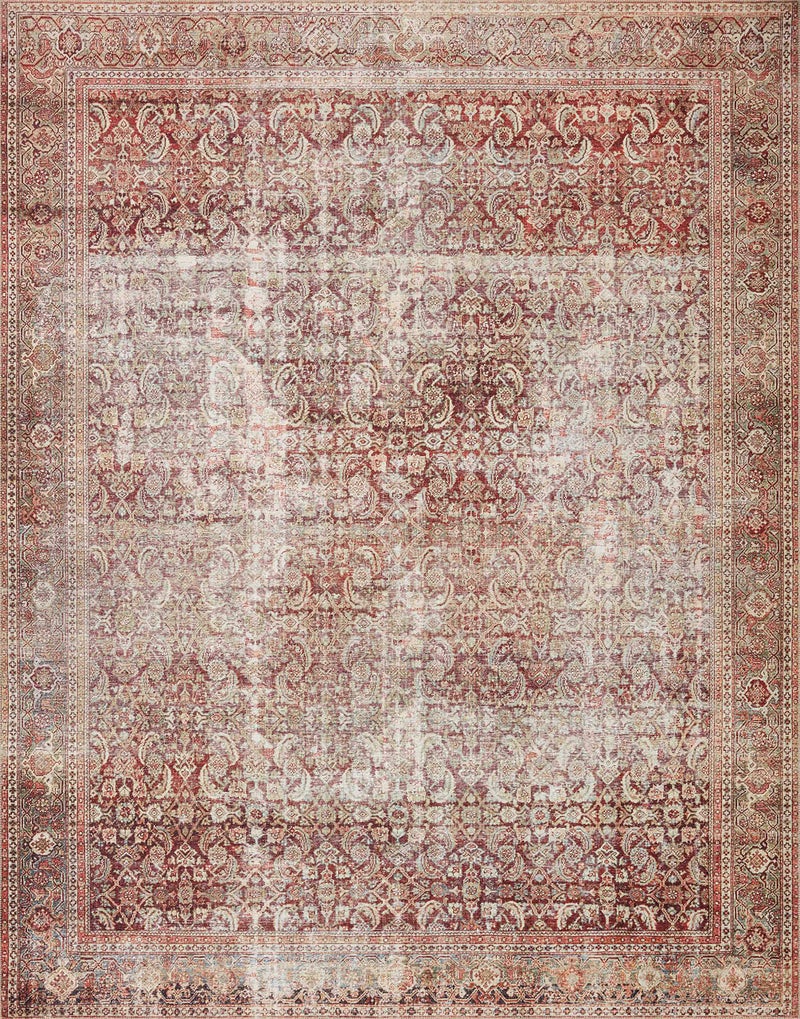 Loloi Layla Collection LAY-11 Cinnamon/Sage 5'-0" x 7'-6" .13" Thick Area Rug, Soft, Durable, Vintage Inspired, Distressed, Low Pile, Non-Shedding, Easy Clean, Printed, Living Room Rug - Image 3